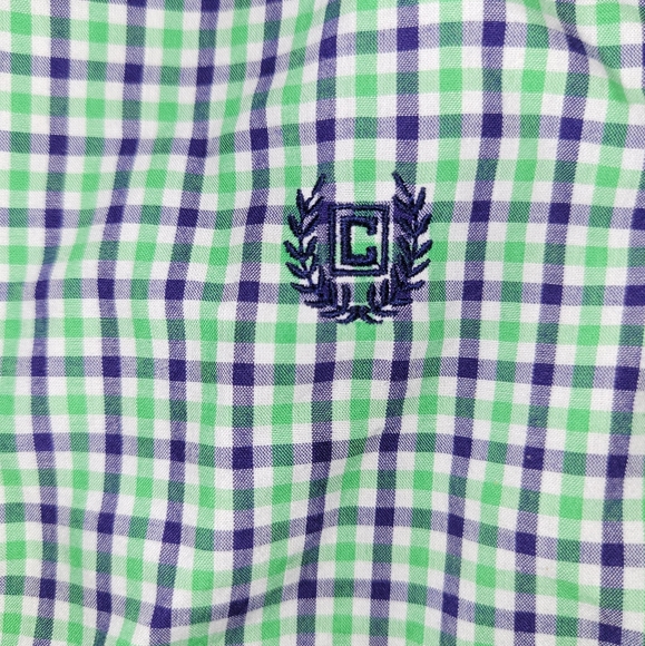 Chaps Ralph Lauren Boys Sz 4 Purple Green Check Button Down Short Sleeved Shirt - Picture 4 of 5